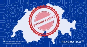 Illustration of Switzerland with a regulatory stamp symbolizing FINMA enforcement and supervisory audits across Swiss financial institutions. The visual represents the shift described in the FINMA Risk Monitor 2025 from regulatory guidance toward active enforcement and audit scrutiny affecting banks and financial service providers in Switzerland.